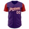 Custom Purple Red Pinstripe White Authentic Two Tone Baseball Jersey