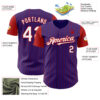 Custom Purple Red Pinstripe White Authentic Two Tone Baseball Jersey