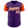 Custom Purple Orange Pinstripe White Authentic Two Tone Baseball Jersey