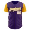 Custom Purple Gold Pinstripe White Authentic Two Tone Baseball Jersey