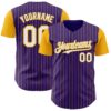 Custom Purple Gold Pinstripe White Authentic Two Tone Baseball Jersey
