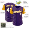 Custom Purple Gold Pinstripe White Authentic Two Tone Baseball Jersey