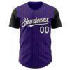 Custom Purple Black Pinstripe White Authentic Two Tone Baseball Jersey