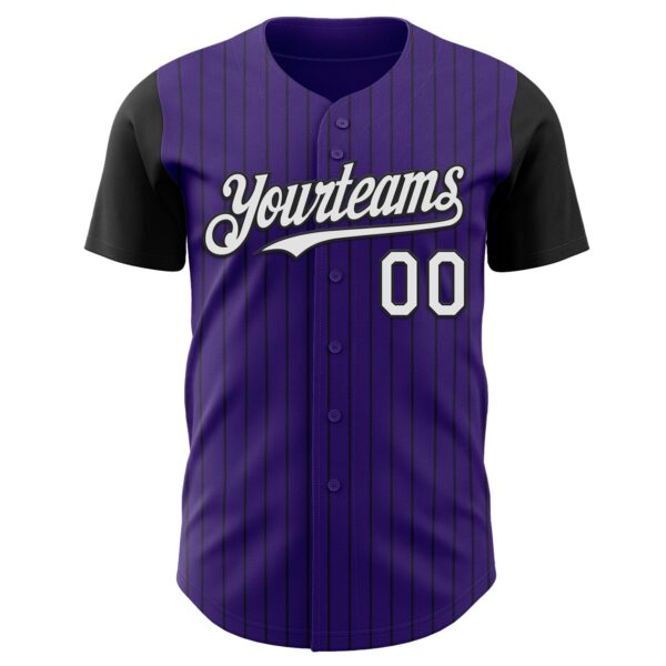 Custom Purple Black Pinstripe White Authentic Two Tone Baseball Jersey