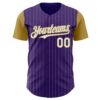 Custom Purple Old Gold Pinstripe White Authentic Two Tone Baseball Jersey