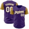Custom Purple Old Gold Pinstripe White Authentic Two Tone Baseball Jersey