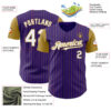 Custom Purple Old Gold Pinstripe White Authentic Two Tone Baseball Jersey