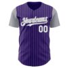 Custom Purple Gray Pinstripe White Authentic Two Tone Baseball Jersey