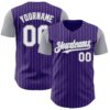 Custom Purple Gray Pinstripe White Authentic Two Tone Baseball Jersey