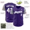Custom Purple Gray Pinstripe White Authentic Two Tone Baseball Jersey