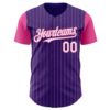Custom Purple Pink Pinstripe White Authentic Two Tone Baseball Jersey