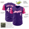 Custom Purple Pink Pinstripe White Authentic Two Tone Baseball Jersey