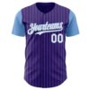 Custom Purple Light Blue Pinstripe White Authentic Two Tone Baseball Jersey