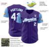 Custom Purple Light Blue Pinstripe White Authentic Two Tone Baseball Jersey