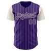 Custom Purple Cream Pinstripe Cream Authentic Two Tone Baseball Jersey