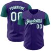 Custom Purple Teal Pinstripe White Authentic Two Tone Baseball Jersey