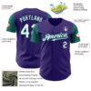 Custom Purple Teal Pinstripe White Authentic Two Tone Baseball Jersey