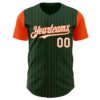 Custom Green Orange Pinstripe White Authentic Two Tone Baseball Jersey