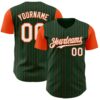 Custom Green Orange Pinstripe White Authentic Two Tone Baseball Jersey
