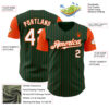 Custom Green Orange Pinstripe White Authentic Two Tone Baseball Jersey