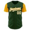 Custom Green Gold Pinstripe White Authentic Two Tone Baseball Jersey