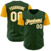 Custom Green Gold Pinstripe White Authentic Two Tone Baseball Jersey