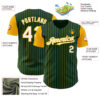Custom Green Gold Pinstripe White Authentic Two Tone Baseball Jersey