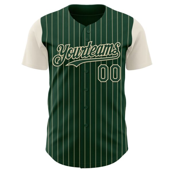 Custom Green Cream Pinstripe Cream Authentic Two Tone Baseball Jersey
