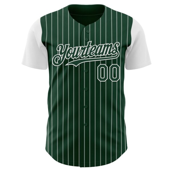 Custom Green White Pinstripe White Authentic Two Tone Baseball Jersey