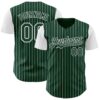 Custom Green White Pinstripe White Authentic Two Tone Baseball Jersey
