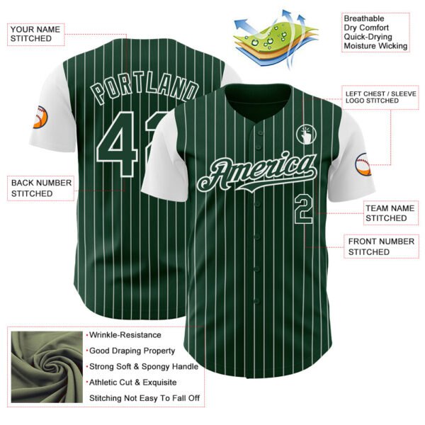 Custom Green White Pinstripe White Authentic Two Tone Baseball Jersey