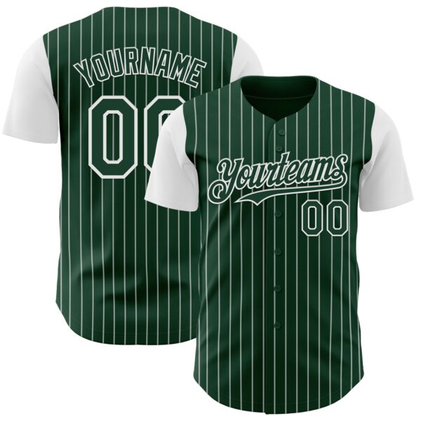 Custom Green White Pinstripe White Authentic Two Tone Baseball Jersey