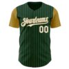 Custom Green Old Gold Pinstripe White Authentic Two Tone Baseball Jersey