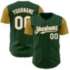Custom Green Old Gold Pinstripe White Authentic Two Tone Baseball Jersey