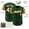 Custom Green Old Gold Pinstripe White Authentic Two Tone Baseball Jersey