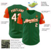 Custom Kelly Green Orange Pinstripe White Authentic Two Tone Baseball Jersey