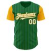 Custom Kelly Green Gold Pinstripe White Authentic Two Tone Baseball Jersey