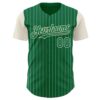 Custom Kelly Green Cream Pinstripe Cream Authentic Two Tone Baseball Jersey