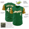 Custom Kelly Green Old Gold Pinstripe White Authentic Two Tone Baseball Jersey