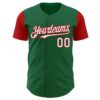 Custom Kelly Green Red Pinstripe White Authentic Two Tone Baseball Jersey