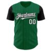 Custom Kelly Green Black Pinstripe White Authentic Two Tone Baseball Jersey