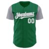 Custom Kelly Green Gray Pinstripe White Authentic Two Tone Baseball Jersey