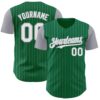 Custom Kelly Green Gray Pinstripe White Authentic Two Tone Baseball Jersey