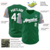 Custom Kelly Green Gray Pinstripe White Authentic Two Tone Baseball Jersey