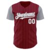 Custom Crimson Gray Pinstripe White Authentic Two Tone Baseball Jersey