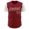 Custom Crimson Cream Pinstripe Cream Authentic Two Tone Baseball Jersey
