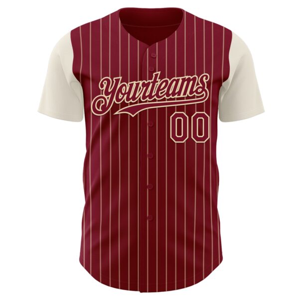 Custom Crimson Cream Pinstripe Cream Authentic Two Tone Baseball Jersey