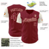 Custom Crimson Cream Pinstripe Cream Authentic Two Tone Baseball Jersey