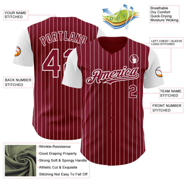 Custom Crimson White Pinstripe White Authentic Two Tone Baseball Jersey