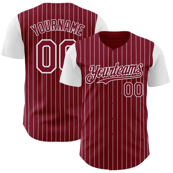 Custom Crimson White Pinstripe White Authentic Two Tone Baseball Jersey